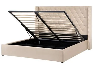 Seng med oppbevaring LUBBON Fløyel Beige 180 x 200 cm v:9617034 Seng med oppbevaring LUBBON Fløyel Beige 180 x 200 cm v:9617034