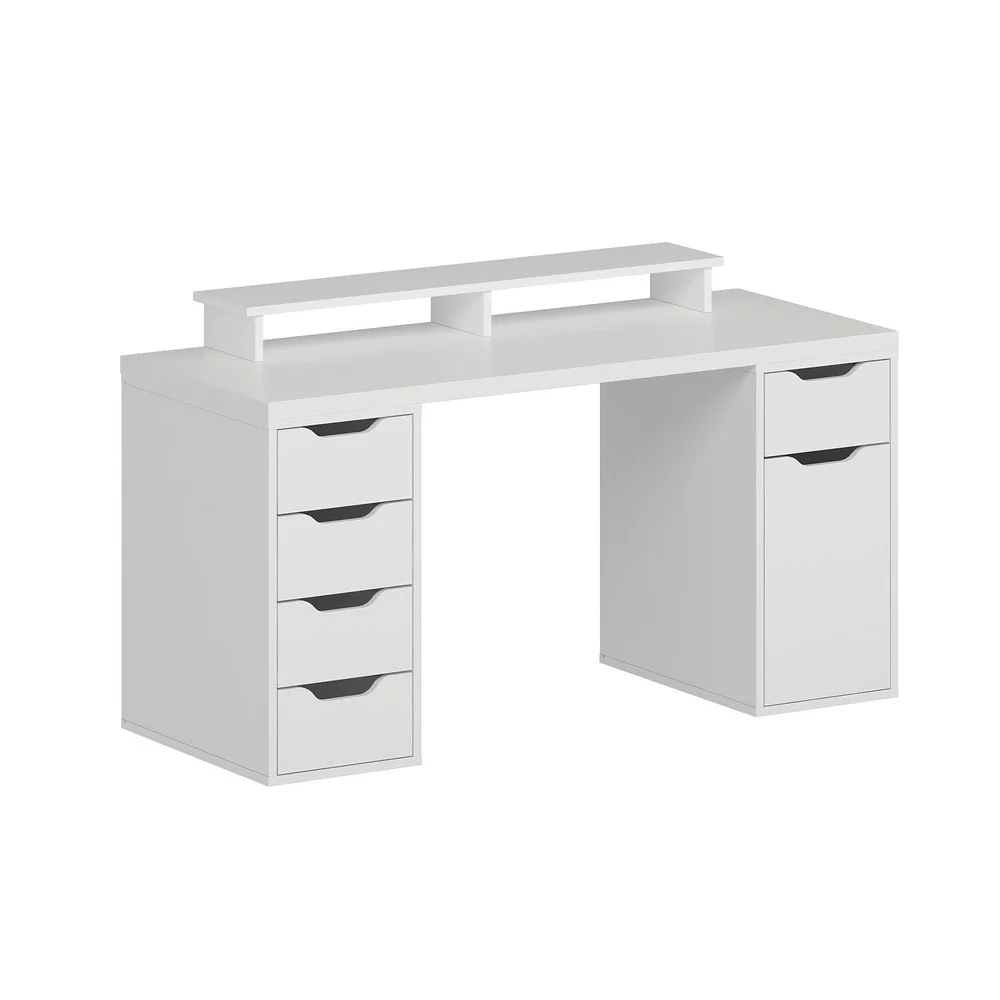 Skrivebord Kalune Design Alen 150 cm (150 x 75 x 60 cm) Hvit 5 skuffer v:6554615