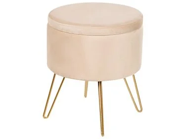 Puff med oppbevaring SILAS Fløyel Lys beige v:8825674 Puff med oppbevaring SILAS Fløyel Lys beige v:8825674