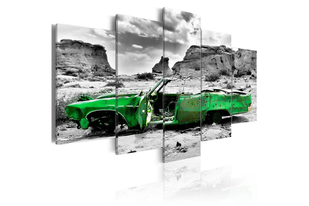 Bilde Green Retro Car At Colorado Desert 100x50 v:4488678
