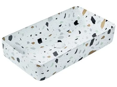 Benkeservant NULES 51 x 34 cm Keramikk Terrazzo-effekt Hvit v:1387602