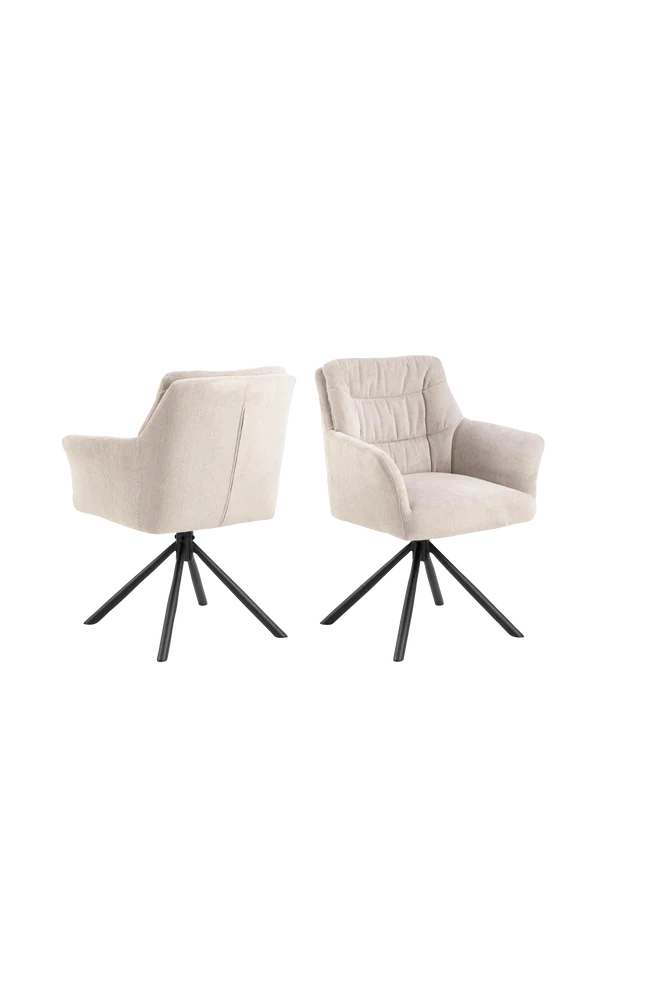 Alonso spisestuestol med armlener 2-pk – Beige m v:1121855 Alonso spisestuestol med armlener 2-pk – Beige m v:1121855