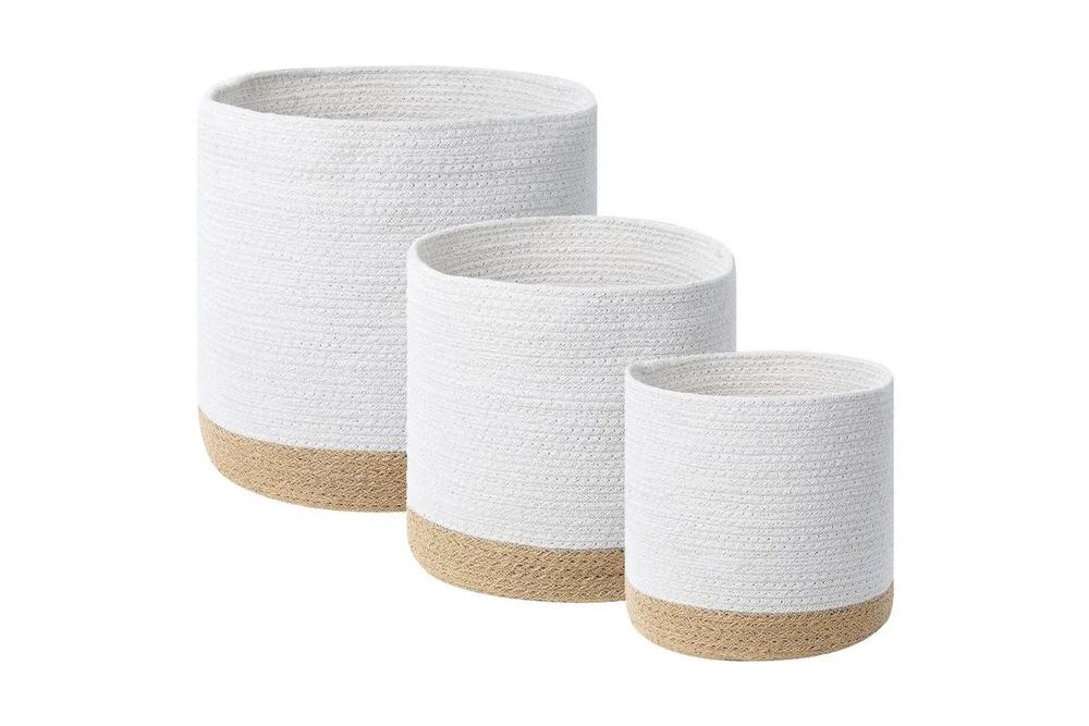 Kurv Basima sett à 3 Beige, hvit v:3644267