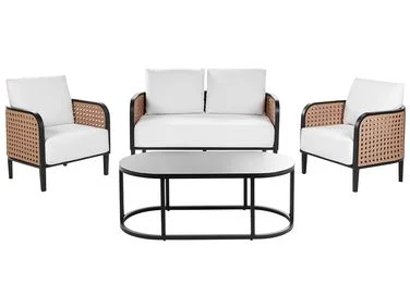 Loungesett til hagen med bord 4-seters MONTEFALCO Metall Hvit v:7717145