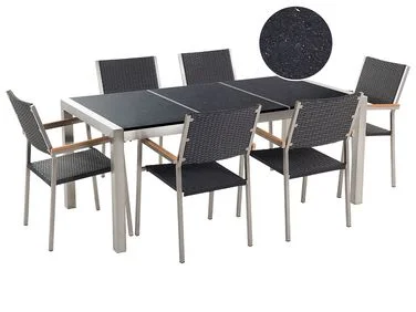 Spisegruppe til uteplassen 6-seters GROSSETO Trippelplate Granitt Polert Svart v:6265478 Spisegruppe til uteplassen 6-seters GROSSETO Trippelplate Granitt Polert Svart v:6265478
