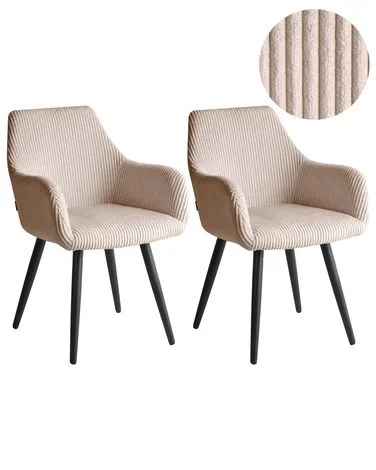 Sett med 2 spisestoler MORI Kordfløyel Beige v:5582789