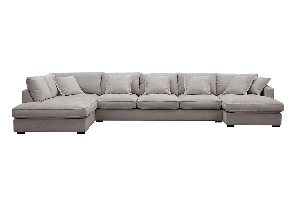 Rossita Lyx 6-seters venstrevendt U-formet ekstra dyp sofa med divan og sjeselong i chenille v:6185109