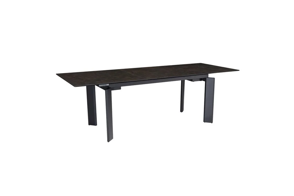 Spisebord Wohnling Uttrekkbar 180-260 cm Keramisk Klassisk Fire Bein Metallramme Svart, marmor svart v:9266284