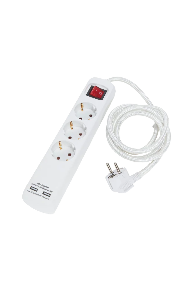 Skjøteledning 3 M USB 1,4 m – Hvit – Belysning | m v:9338295 Skjøteledning 3 M USB 1,4 m – Hvit – Belysning | m v:9338295
