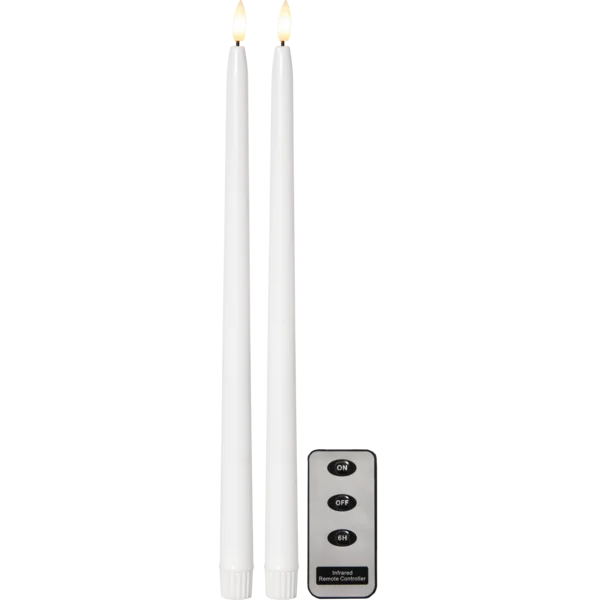 Flamme Slim Antikklys 2-pk, Hvit v:4633767 Flamme Slim Antikklys 2-pk, Hvit v:4633767