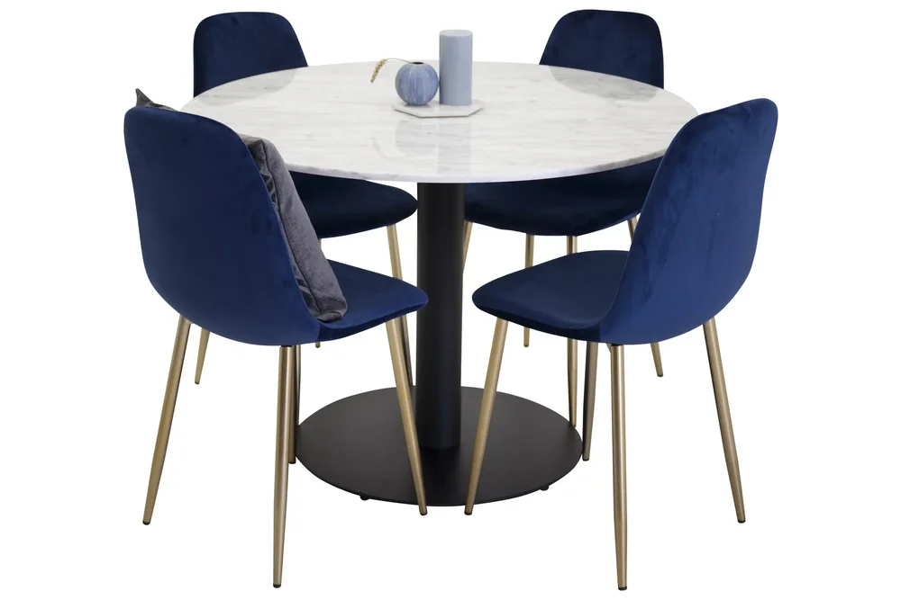 Estelle Spisegruppe 106 cm Rund med 4 Polar Stoler v:5243772