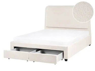 Seng med oppbevaringsskuffer SARDENT Bouclé Off white 140 x 200 cm v:1605047