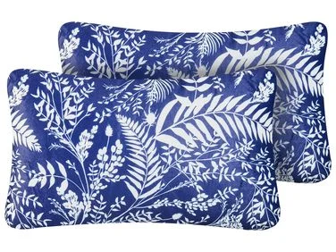 Sett med 2 utendørsputer GLIMMER Plantemønster 30 x 50 cm Blå v:2208671 Sett med 2 utendørsputer GLIMMER Plantemønster 30 x 50 cm Blå v:2208671