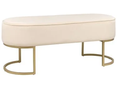 Polstret benk MILRY Fløyel Lys beige v:4046135
