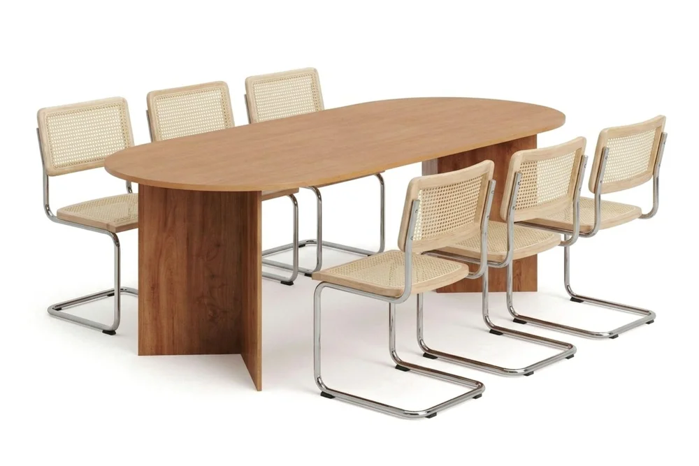 Vera spisegruppe rektangulær 220 cm eik med 6 Build spisestoler v:9619493