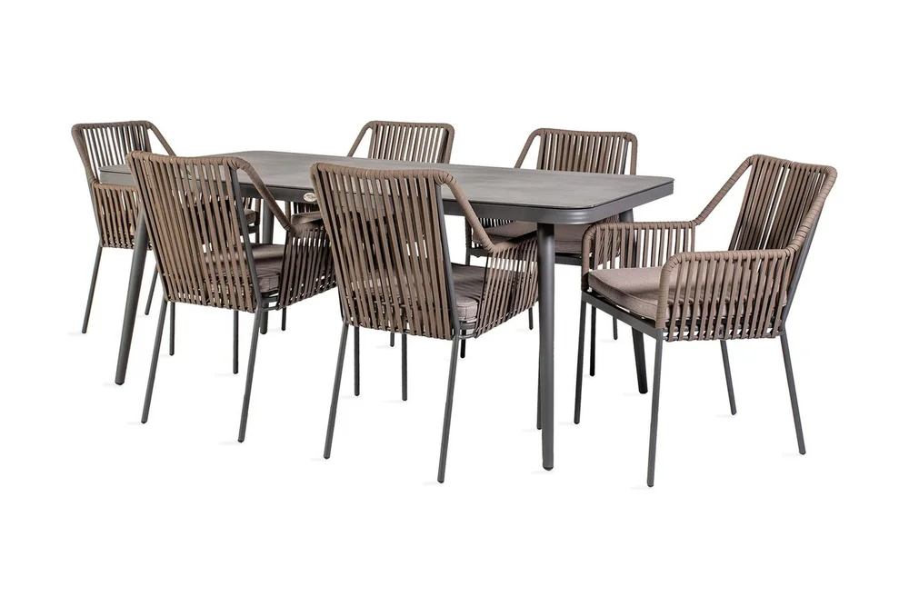 Hagegruppe ANDROS bord og 6 stoler 180x90xH75cm v:9717324