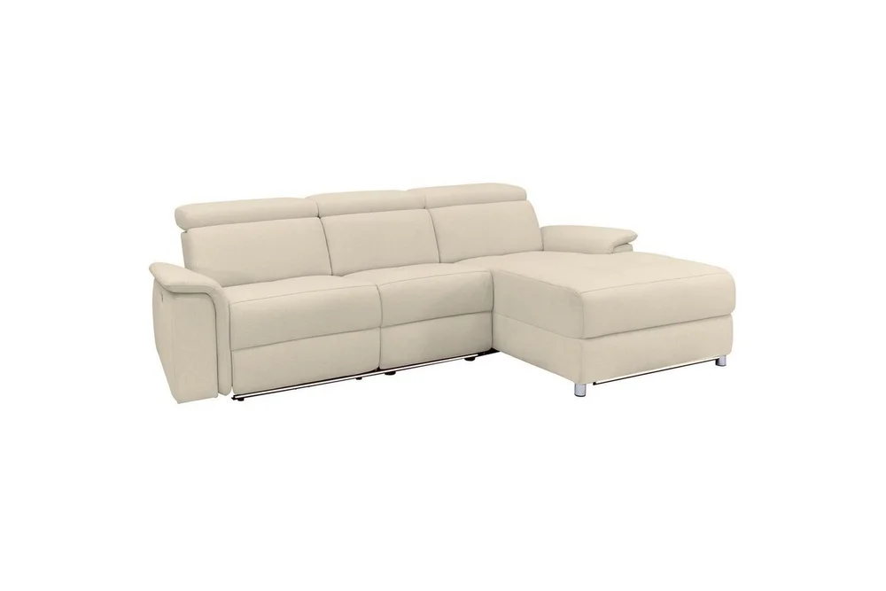 Hjørnesofa 3-seter Pareli Hvit, Sunday Stoff, Høyre Manuell Recliner v:3216085