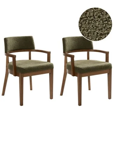 Sett med 2 spisestoler DALBO Bouclé Brun/grønn v:3114302 Sett med 2 spisestoler DALBO Bouclé Brun/grønn v:3114302