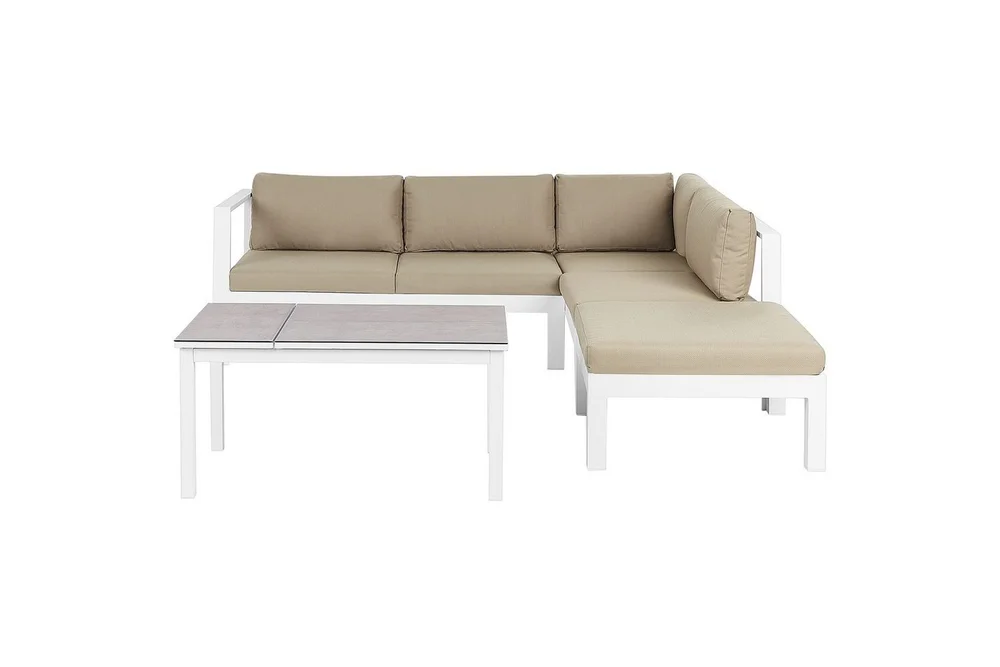 Loungegrupp 5-sits Beliani Messina Grön/vit/grå White||Grey||Beige v:4209438