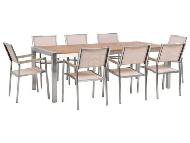 Spisegruppe til uteplassen 8-seters GROSSETO Eukalyptustre Brun/beige v:4125150