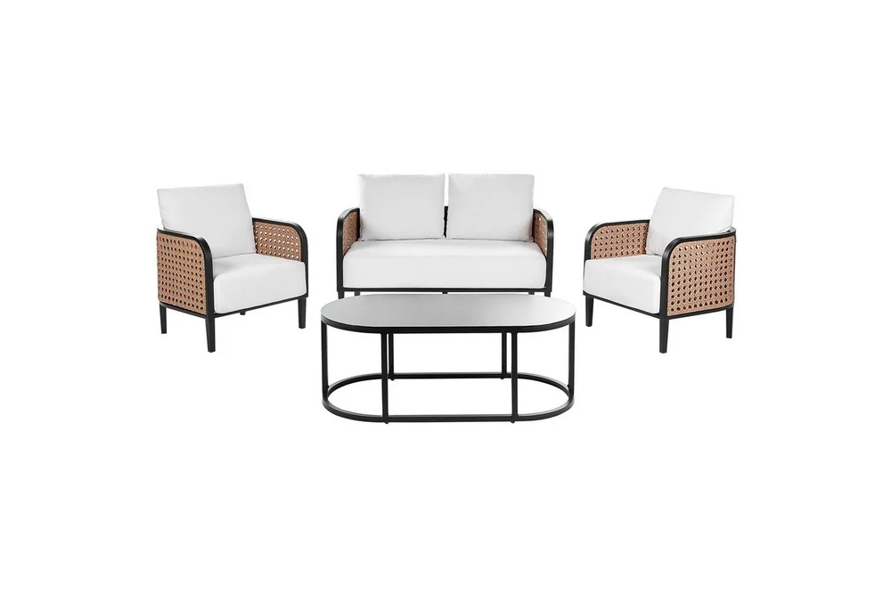 2-sitssoffa med fåtöljer Beliani Montefalco White||Black v:2608332 2-sitssoffa med fåtöljer Beliani Montefalco White||Black v:2608332