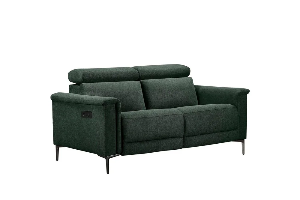 Sofa 2-seter Lund Mørk grønn, Belfast-stoff, Elektrisk recliner v:3468561