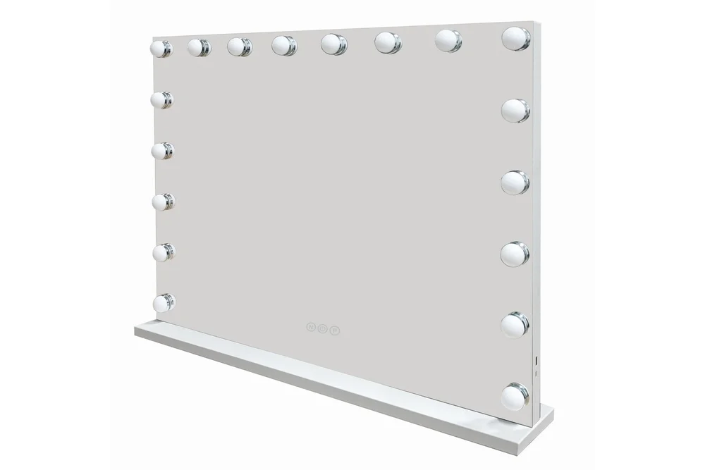 Glow Stort sminkespeil 80 cm med belysning og lamper – Hollywood-speil med USB-lading v:7001221