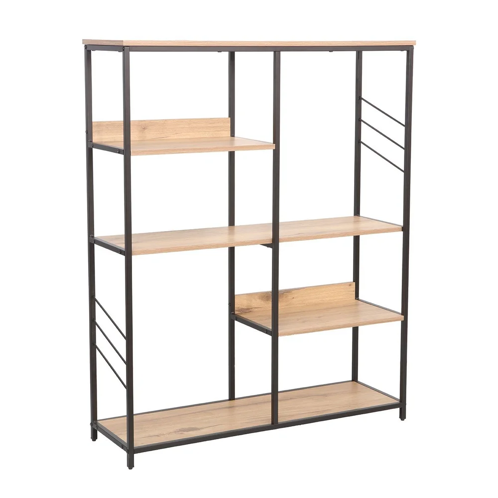 Hylle HOME4YOU Dimitra 100x30x124 cm rustikk/svart v:5591347