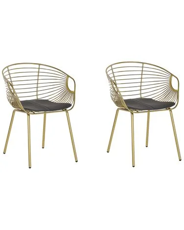 Sett med 2 spisestoler HOBACK Metall Gull v:8394082
