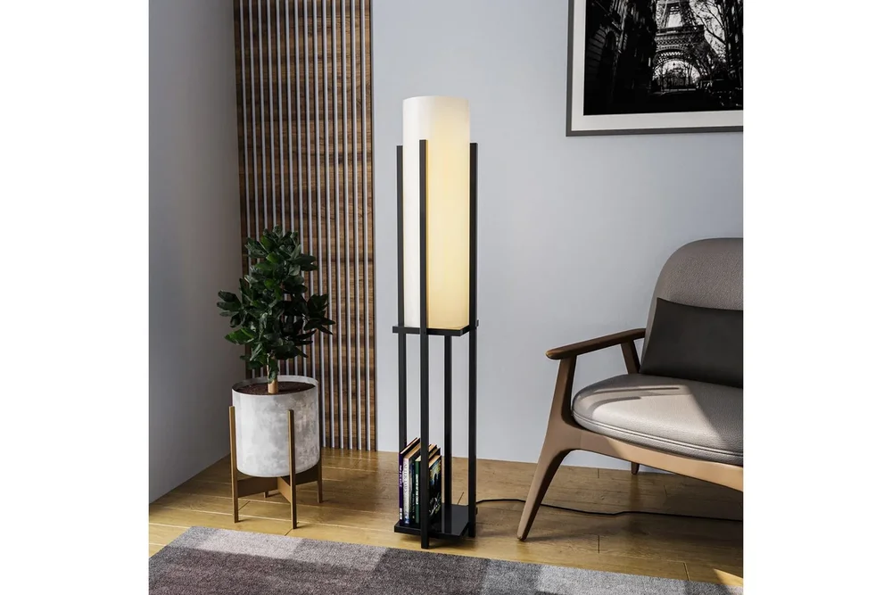 Gulvlampe Ratmompe (Hyllehøyde: 60 cm) Svart Beige v:4953047 Gulvlampe Ratmompe (Hyllehøyde: 60 cm) Svart Beige v:4953047