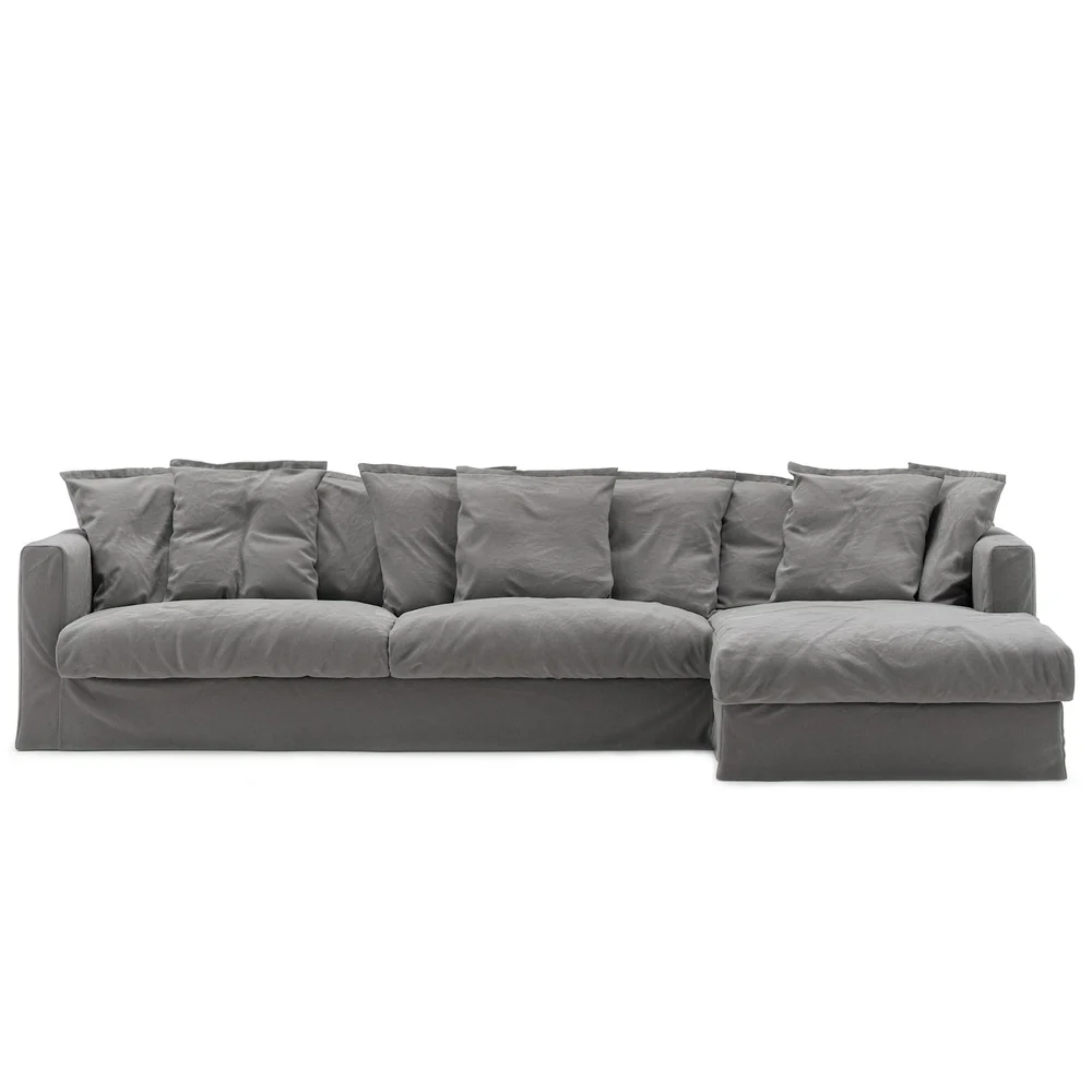 Le Grand Air 3-Seter Sofa Bomull Divan Høyre, Grå v:4291723