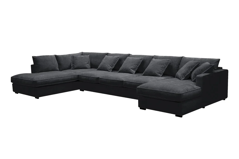 Rossita Lyx 6-seters venstrevendt U-formet ekstra dyp sofa med divan og sjeselong i chenille v:5079890