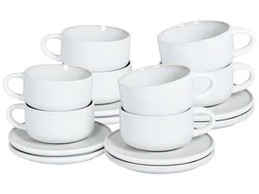 Sett med 8 kopper med skåler SESAME Steintøy Off white v:6907320
