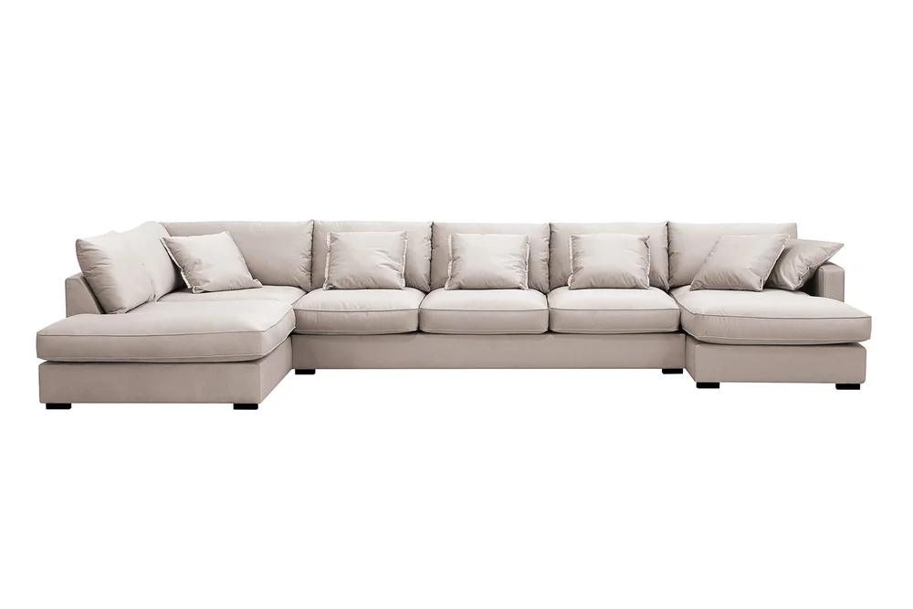 Rossita Lyx 6-seters venstrevendt U-formet ekstra dyp sofa med divan og sjeselong i fløyel v:6695491