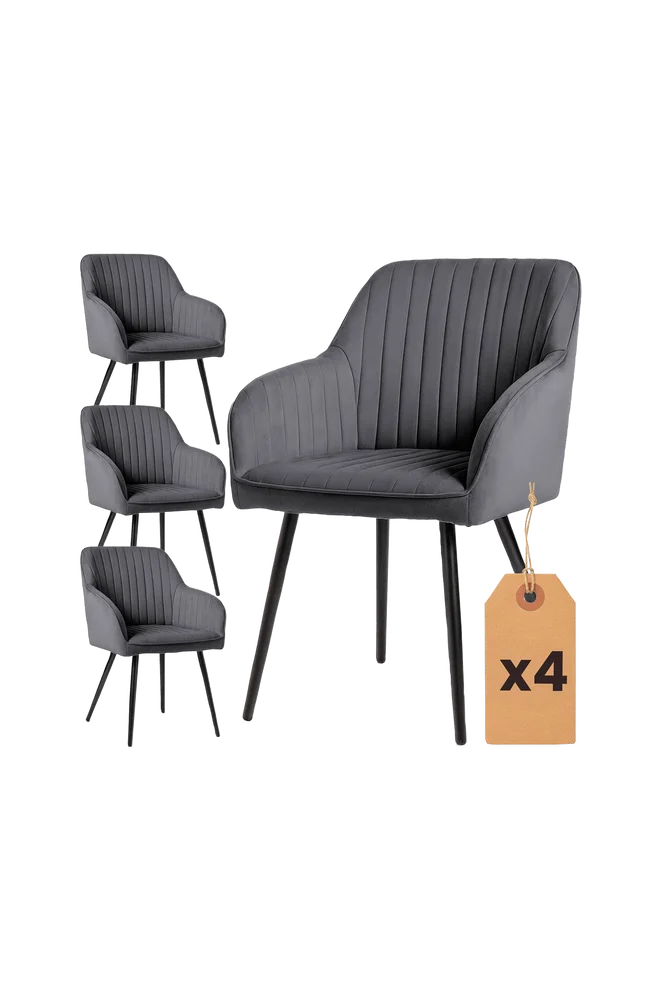 Akord Velvet polstret spisestol, sett med 4 stk. - Flerfarget m v:9996140