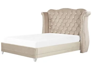 Seng Fløyel AYETTE 180 x 200 cm Beige v:9334912