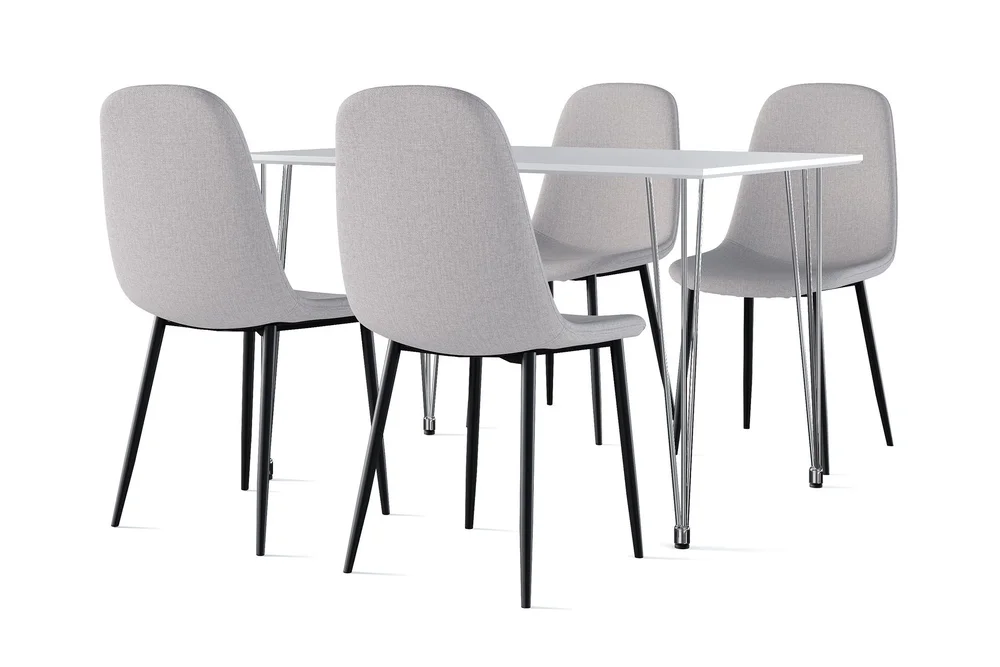 Kronblom Spisebord 120 cm + 4 stk Nibe stol grå med svarte ben v:9948264