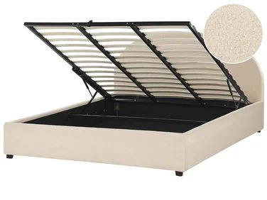 Seng med oppbevaring VAUCLUSE Bouclé Beige 180 x 200 cm v:8925203