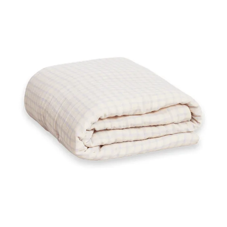 Gingham Sky Blue Muslin vattert teppe v:5596725