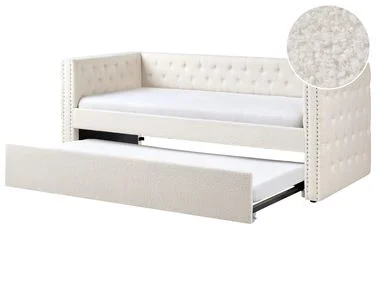Uttrekksseng Bouclé GASSIN 90 x 200 cm Off white v:2255142 Uttrekksseng Bouclé GASSIN 90 x 200 cm Off white v:2255142