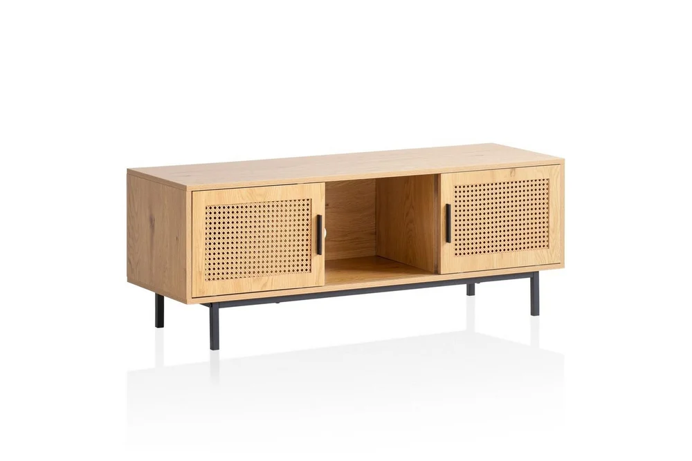 Lavbord Wohnling sponplate foliert med 2 skyvedører, wienerflette, moderne stil Eik v:9662316