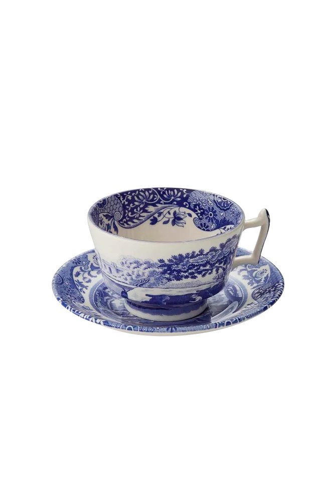 Kaffekopp med fat Blue Italian - Blå - Kjøkken & husholdning | m v:2211794