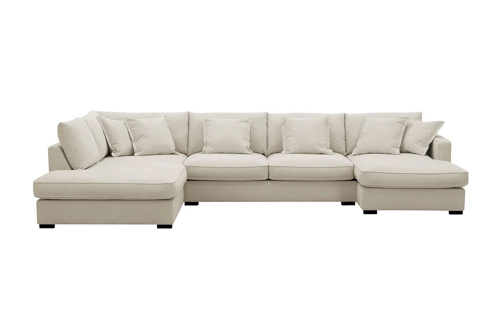 Rossita Lyx 5-seters venstrevendt U-formet ekstra dyp sofa med divan og sjeselong i stoff v:6536857