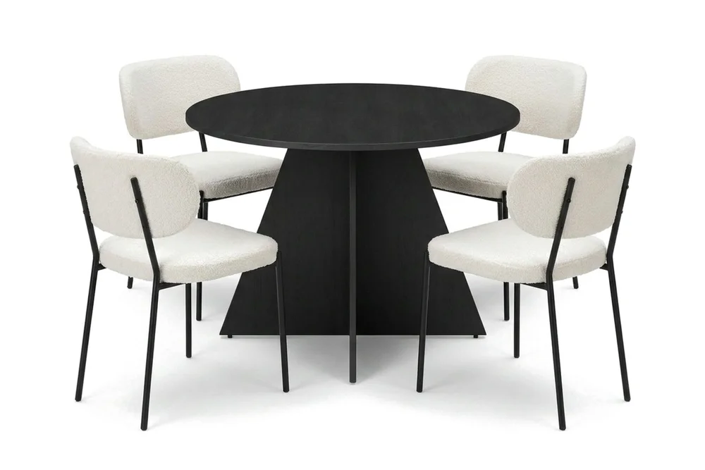 Vera spisegruppe rund 110 cm svart med 4 Gemmiano spisestoler v:8806040