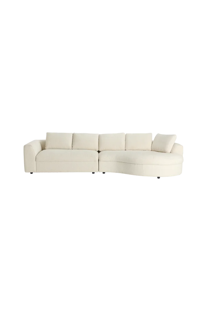 Sofa Lexina 2,5-seter med sjeselong - Hvit m v:9924273