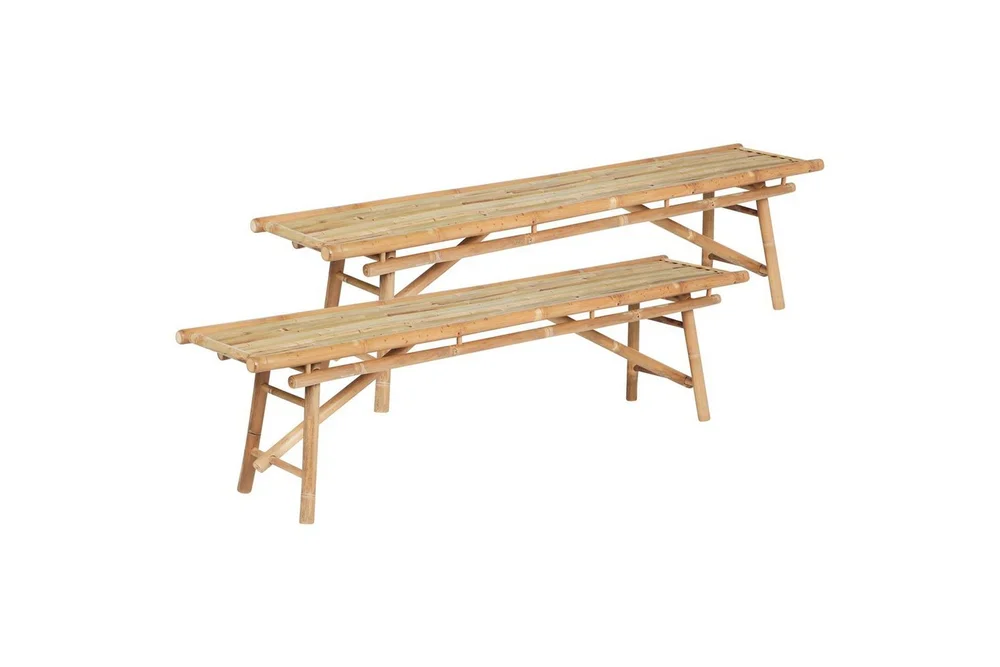 Set med 2 trädgårdsbänkar Beliani Tindari Light wood v:9791128 Set med 2 trädgårdsbänkar Beliani Tindari Light wood v:9791128