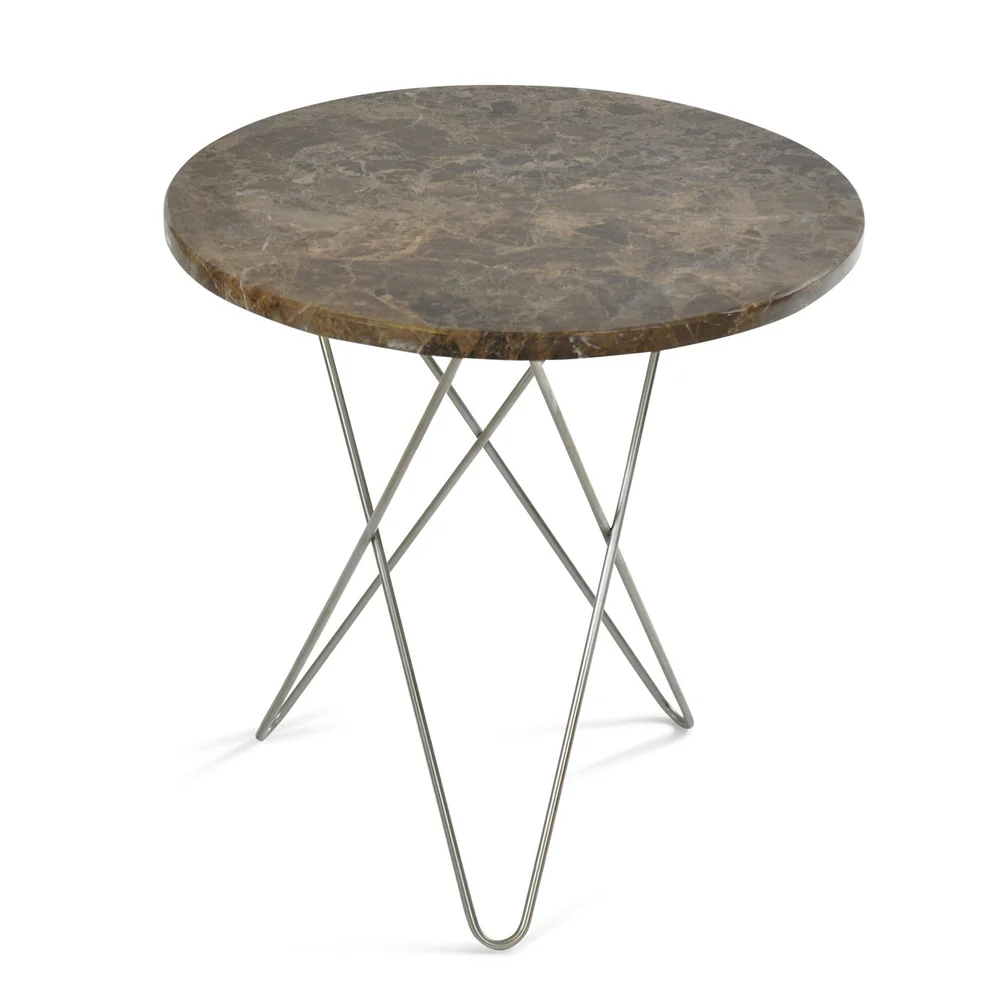 Tall Mini O Table Sidebord Ø50 cm, Stål/Brun Marmor v:8037688