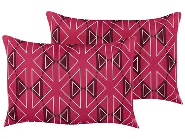 Sett med 2 utendørsputer MEZZANO Geometrisk mønster 40 x 60 cm Fuchsia v:2352722