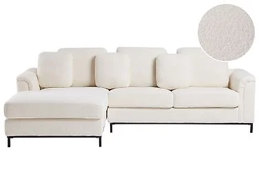 Hjørnesofa 4-seters OSLO Bouclé Hvit Høyrevendt v:4982261