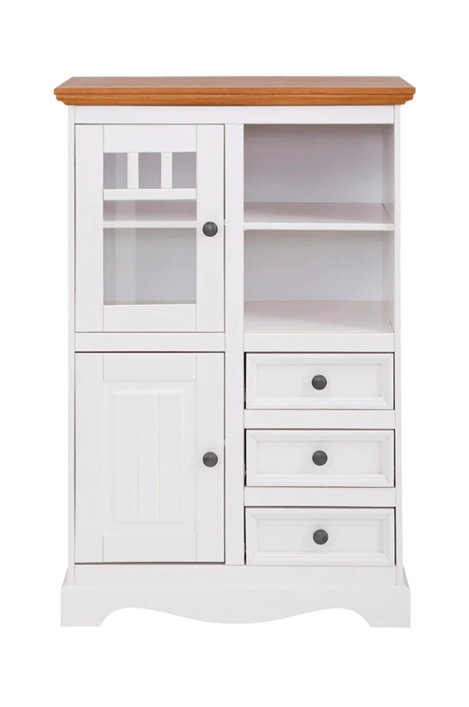 Highboard Melissa Vertico 1 glassdør/1 tredør - Hvit m v:3467628